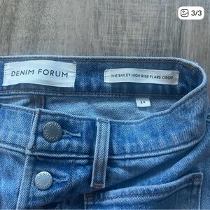 Denim Forum Light Blue High-Rise Flare Crop Jeans